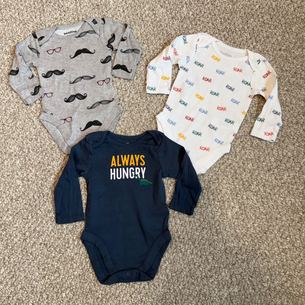 Bundles Baby Place Boys 3pc Long Sleeve Bodysuit‎ Set Size 3-6 Months